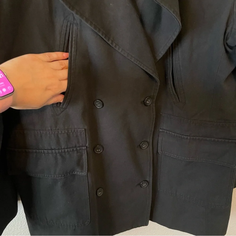 Current/Elliot The Captain Double Breasted Black Peacoat